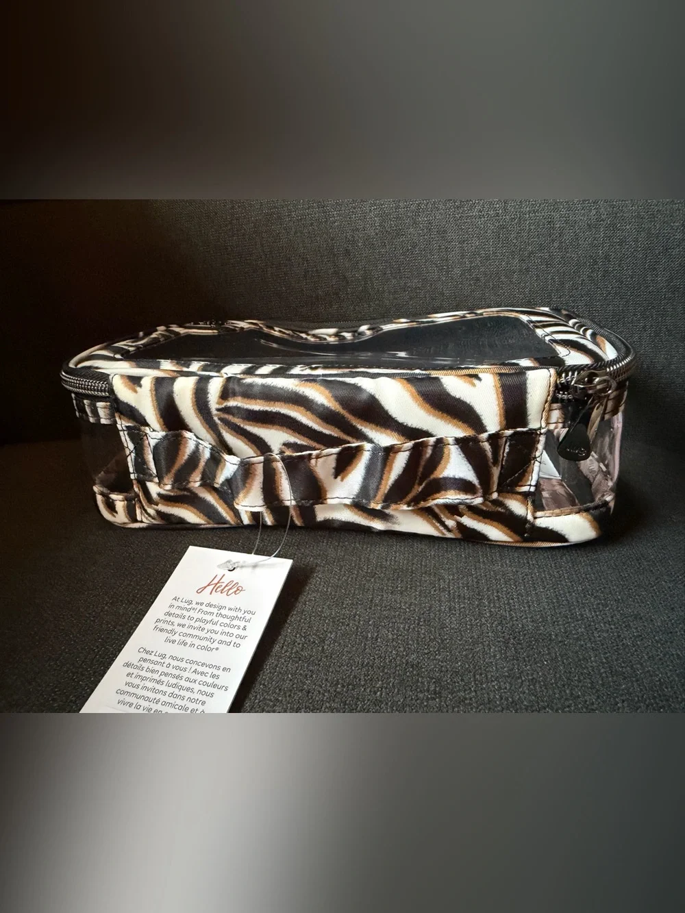 Lug Clear Zip Storage Pouch Bag – Zebra Sand (Black White Brown Animal)